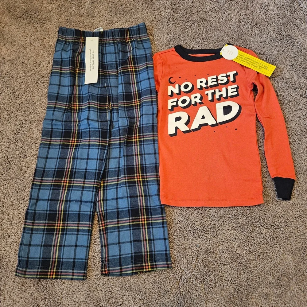 Gymboree Pajama Set Kids Size 6 NEW Glow In The Dark Plaid Rad‎ Gymmies PJ Sleep